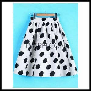 White and black polka dot skirt
